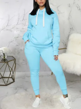 2 Piece Long Sleeve Hooded Sweatshirt Sweatpants