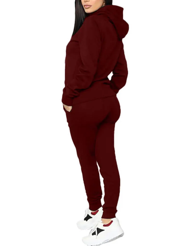 2 Piece Long Sleeve Hooded Sweatshirt Sweatpants