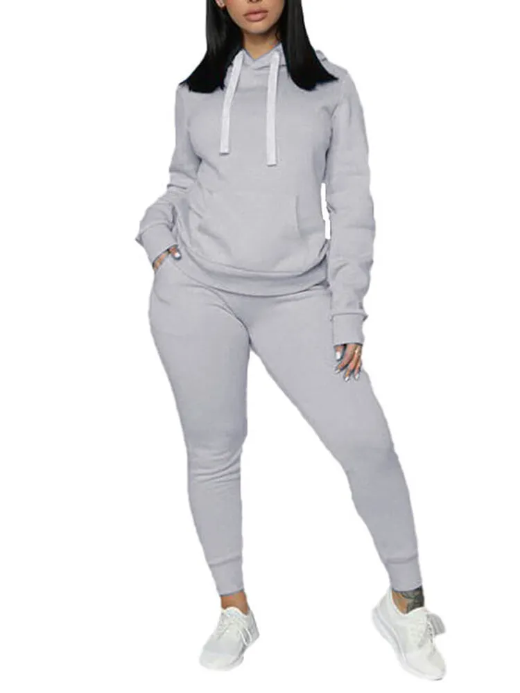 2 Piece Long Sleeve Hooded Sweatshirt Sweatpants