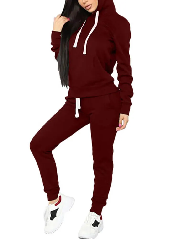 2 Piece Long Sleeve Hooded Sweatshirt Sweatpants