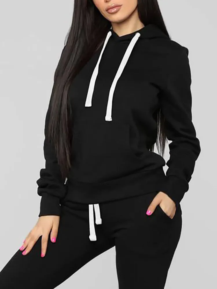 2 Piece Long Sleeve Hooded Sweatshirt Sweatpants