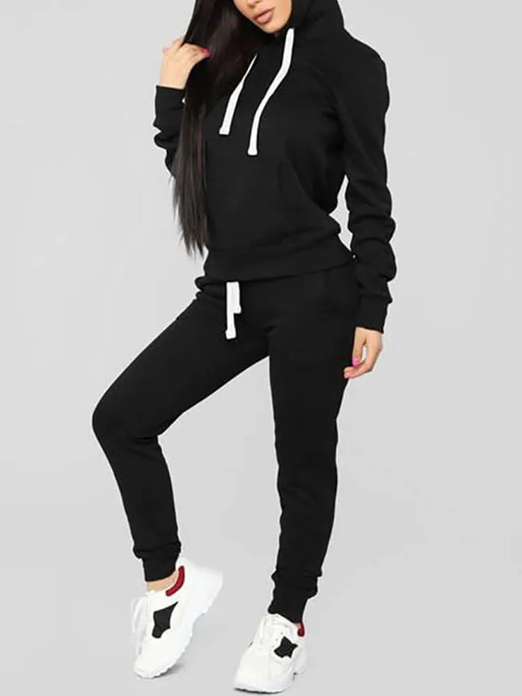 2 Piece Long Sleeve Hooded Sweatshirt Sweatpants