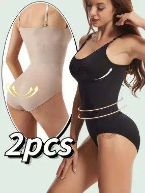 2pcs Shaping Bodysuit Tummy Control Butt Lifting Seamless Shapewear