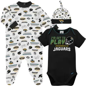 3-Piece Baby Boys Jaguars Bodysuit, Sleep 'N Play & Cap Set