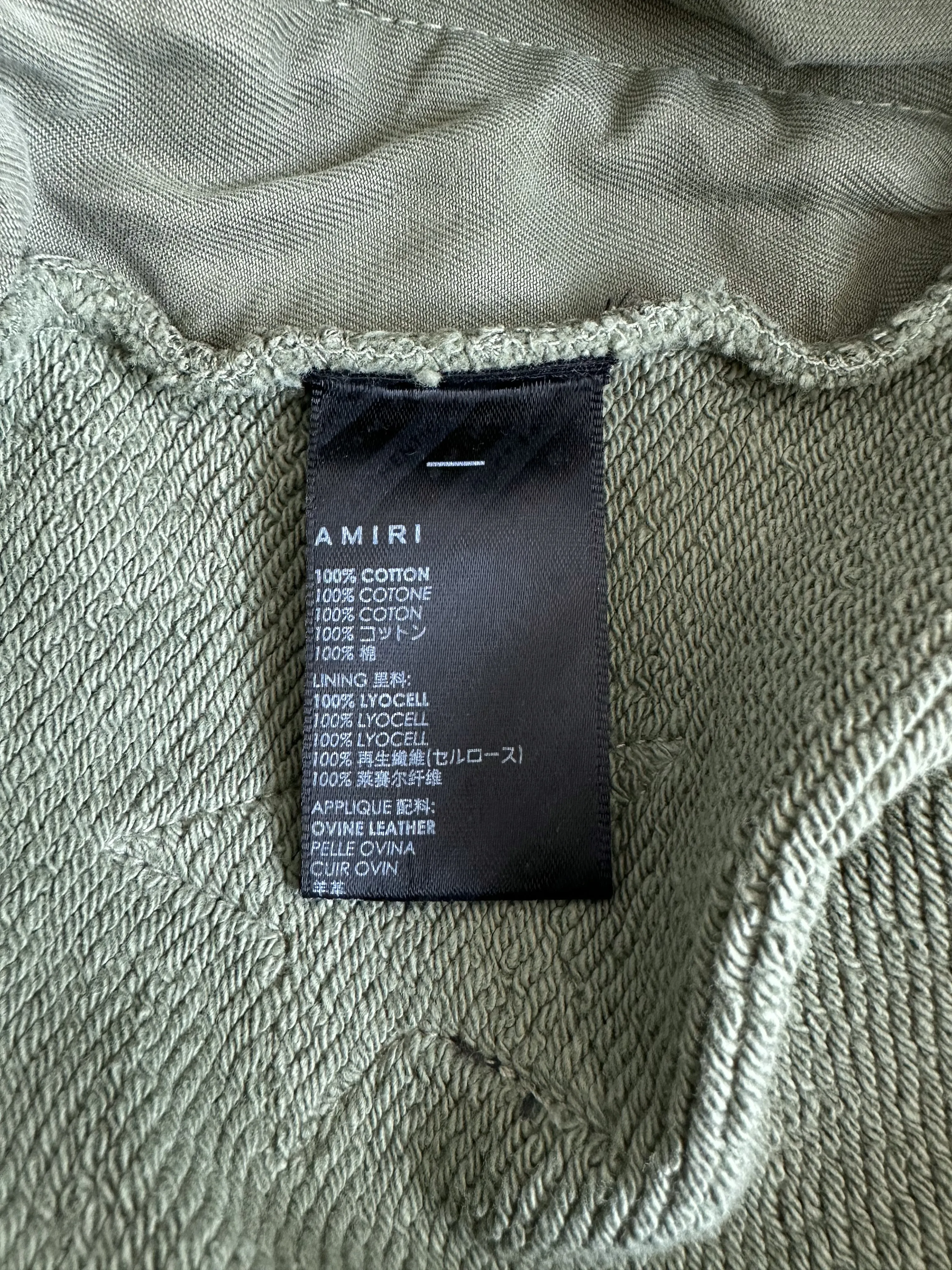 Amiri Chemist Olive Green Leather Star Applique Sweatpants