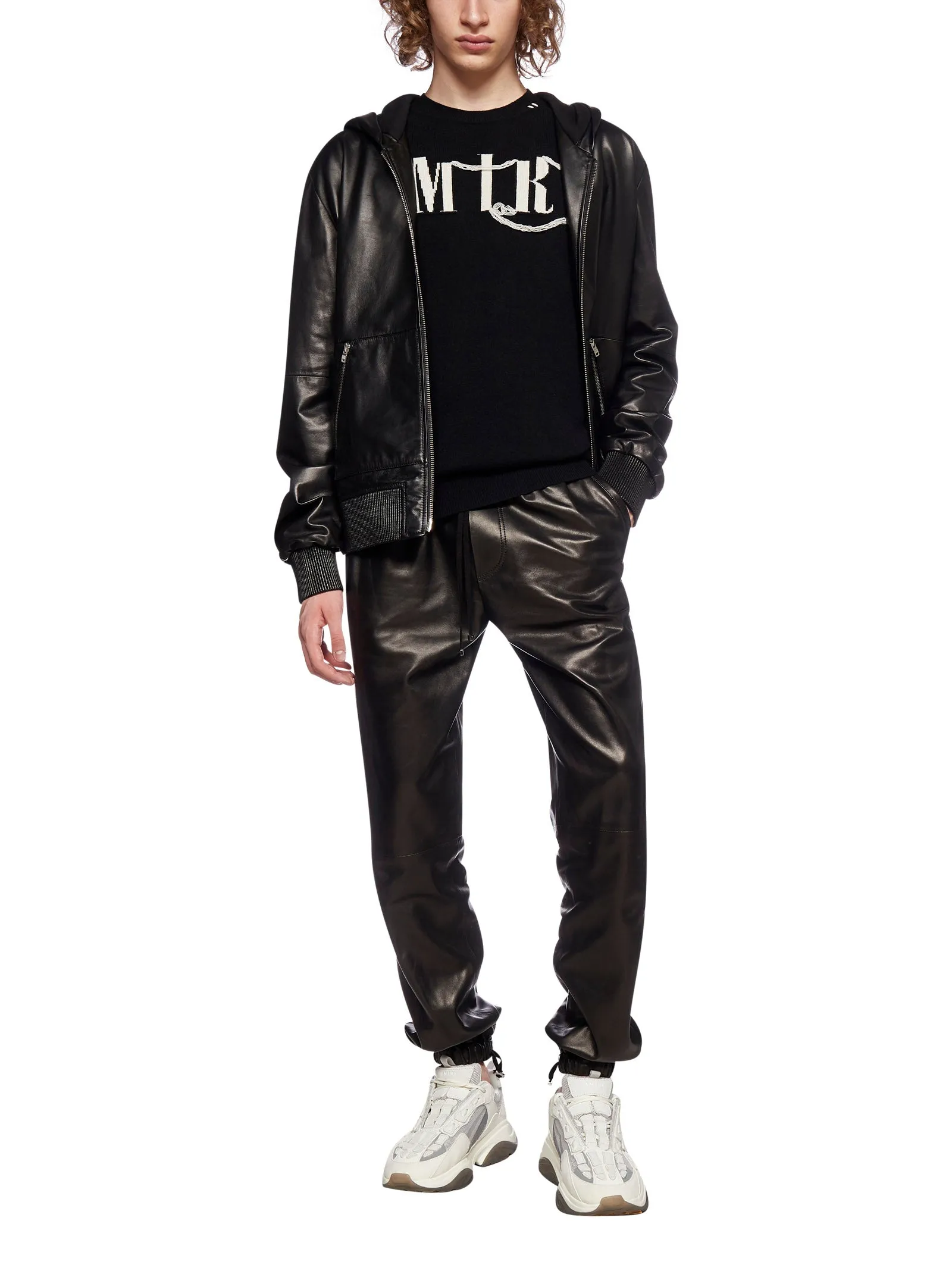 Amiri Leather Drawstring Sweatpants