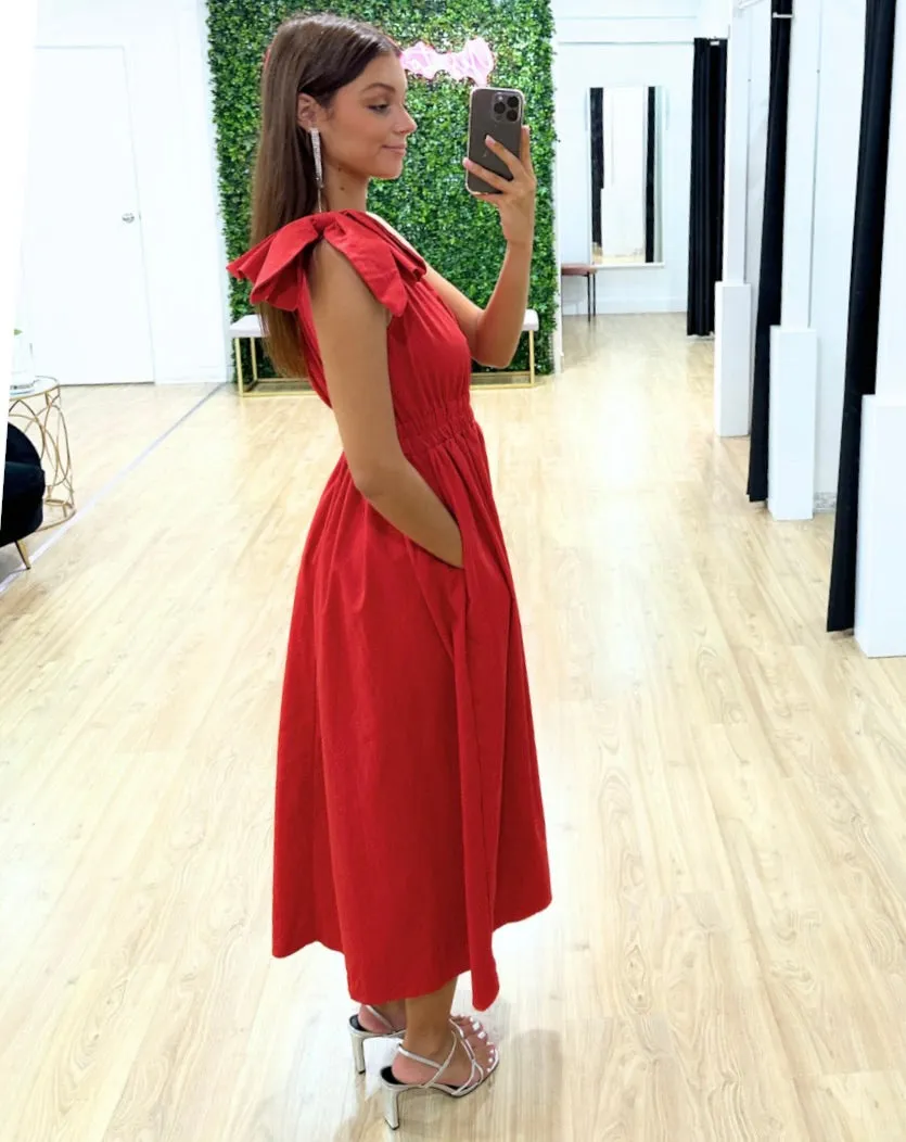 Angelina One Shoulder Maxi Dress - Red