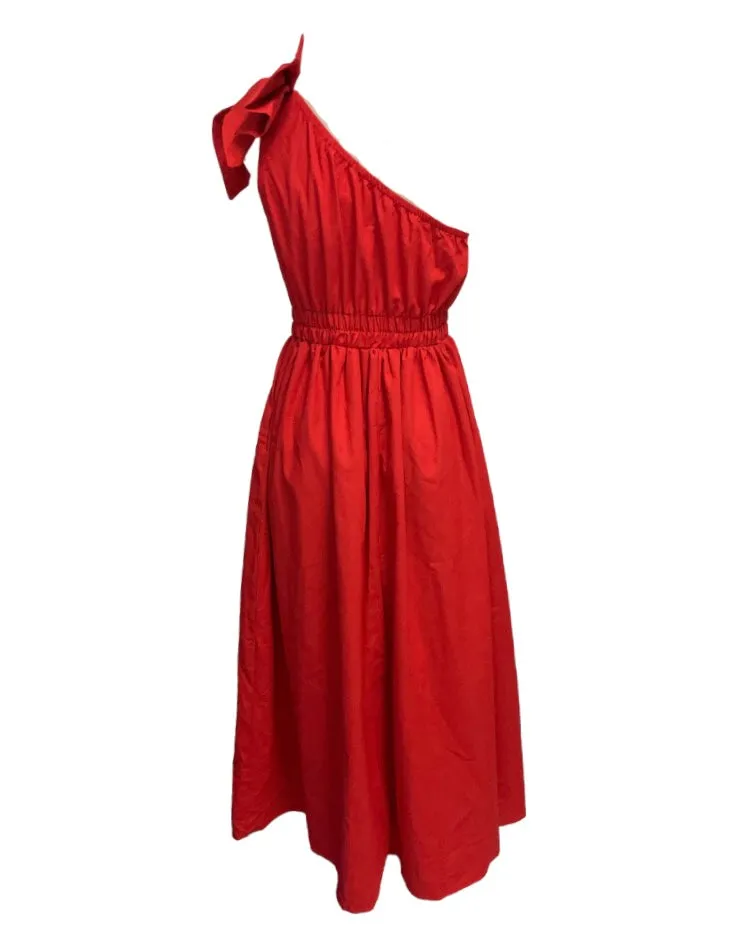 Angelina One Shoulder Maxi Dress - Red