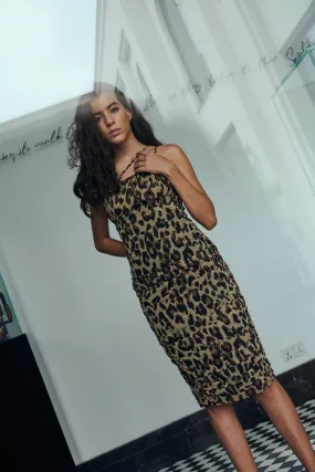 Animal Print Ruched Dress