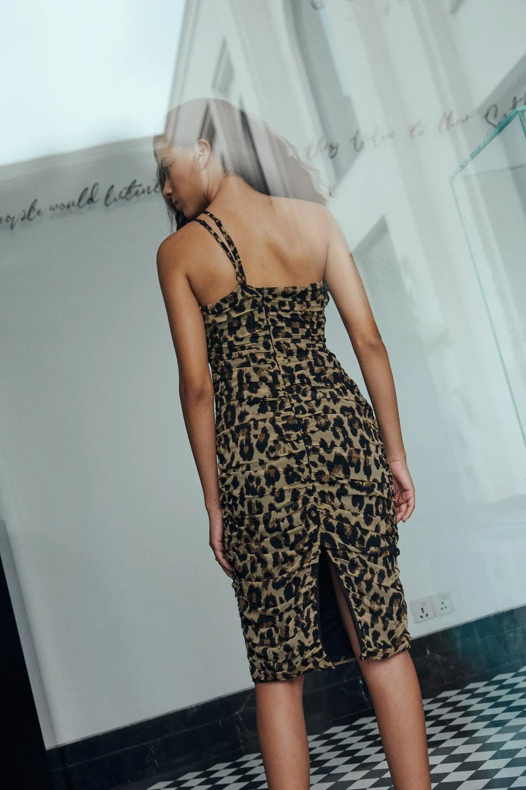 Animal Print Ruched Dress
