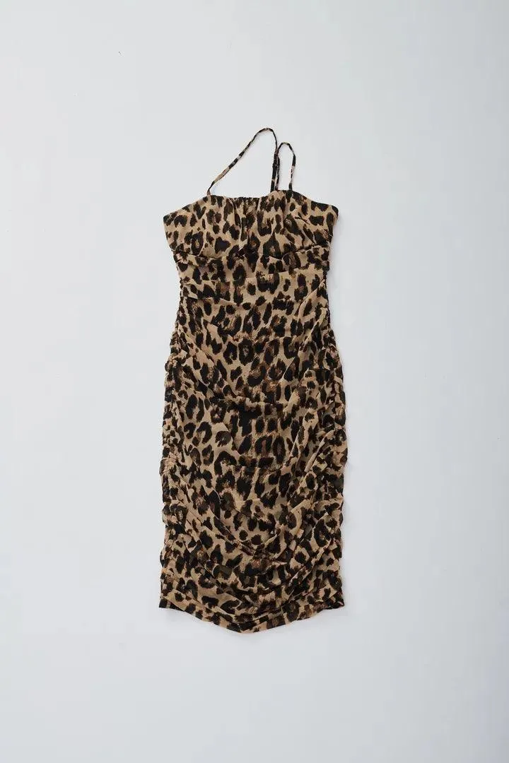 Animal Print Ruched Dress