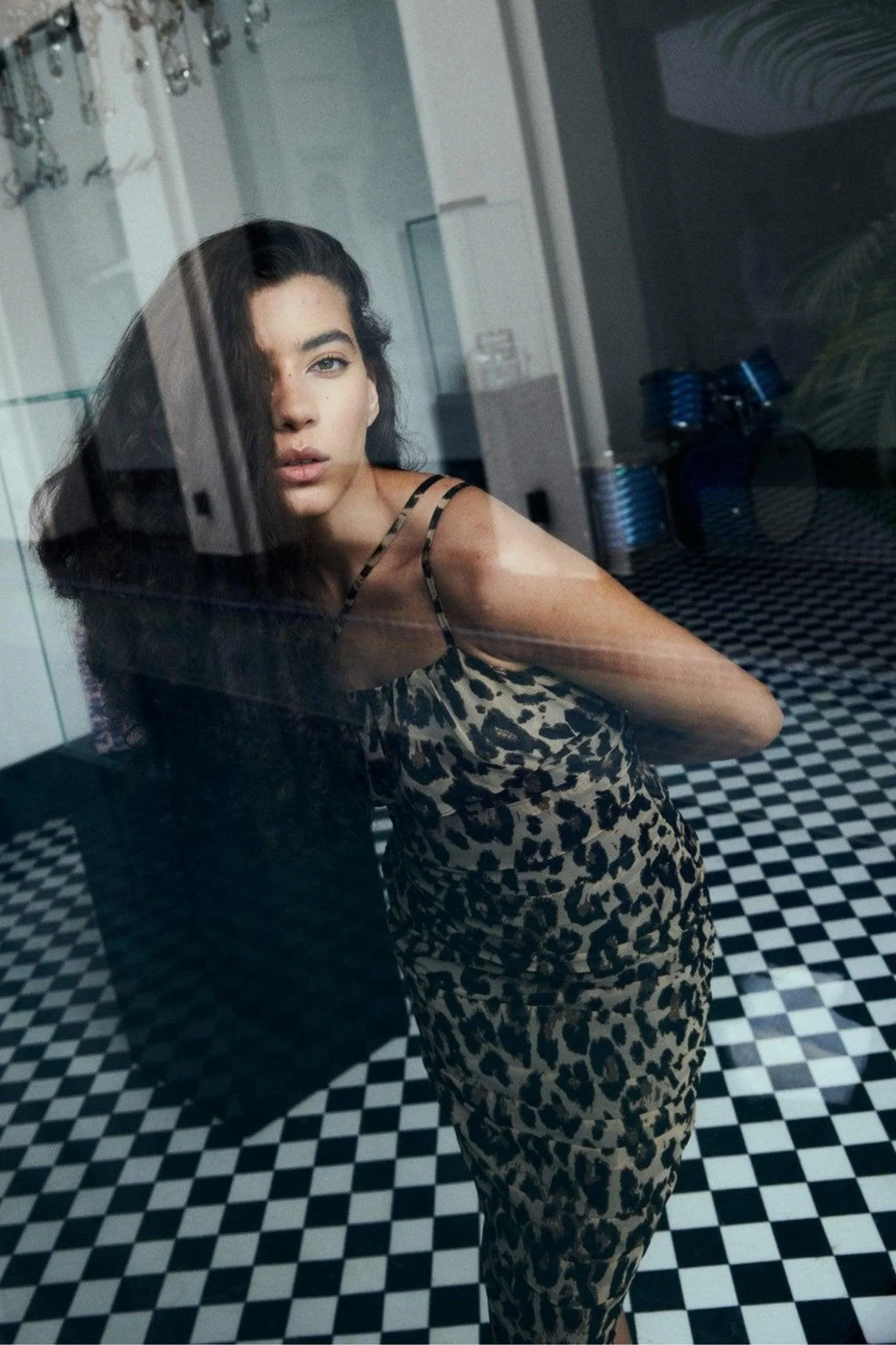 Animal Print Ruched Dress