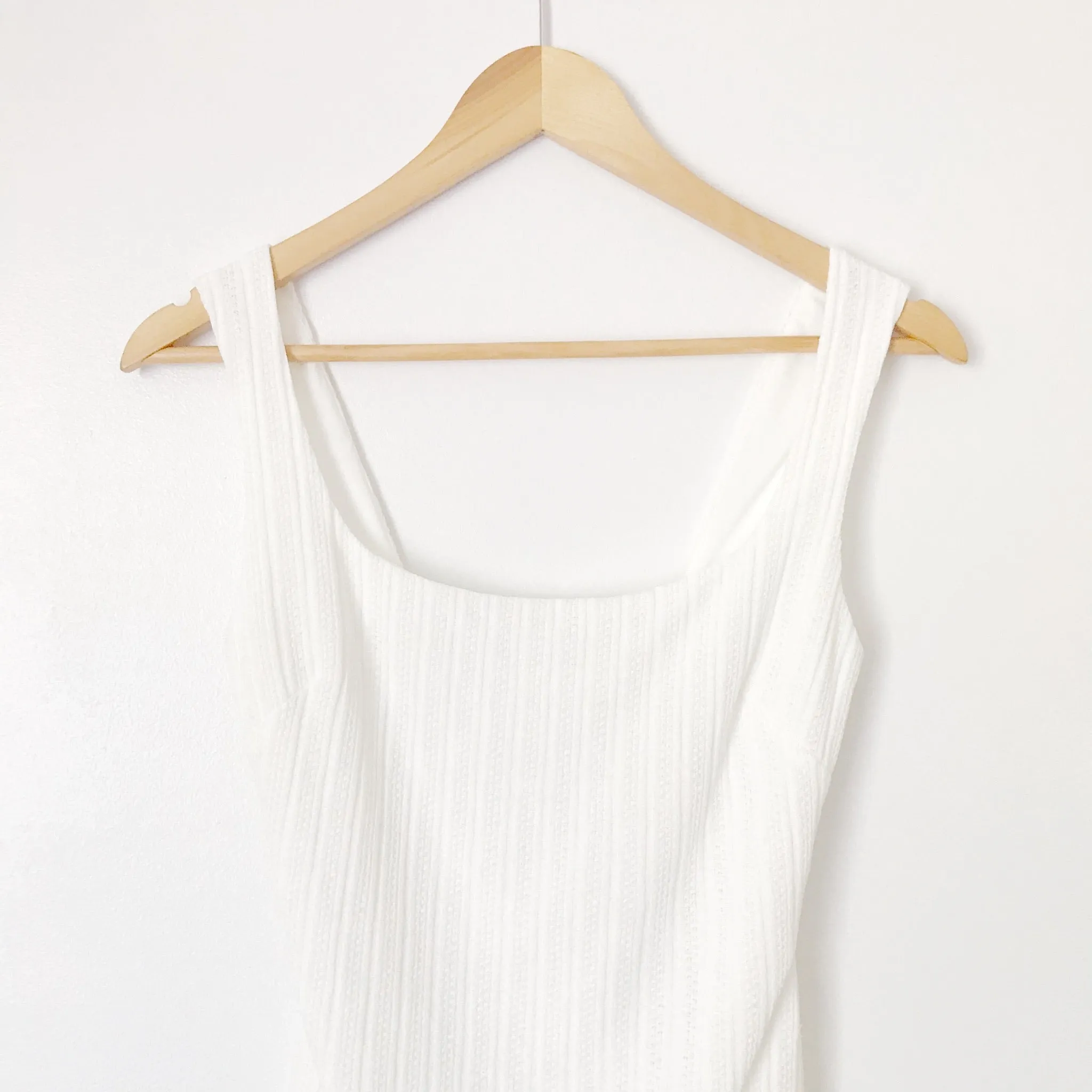 ASTR White Square Neck Thong Bodysuit- Size S