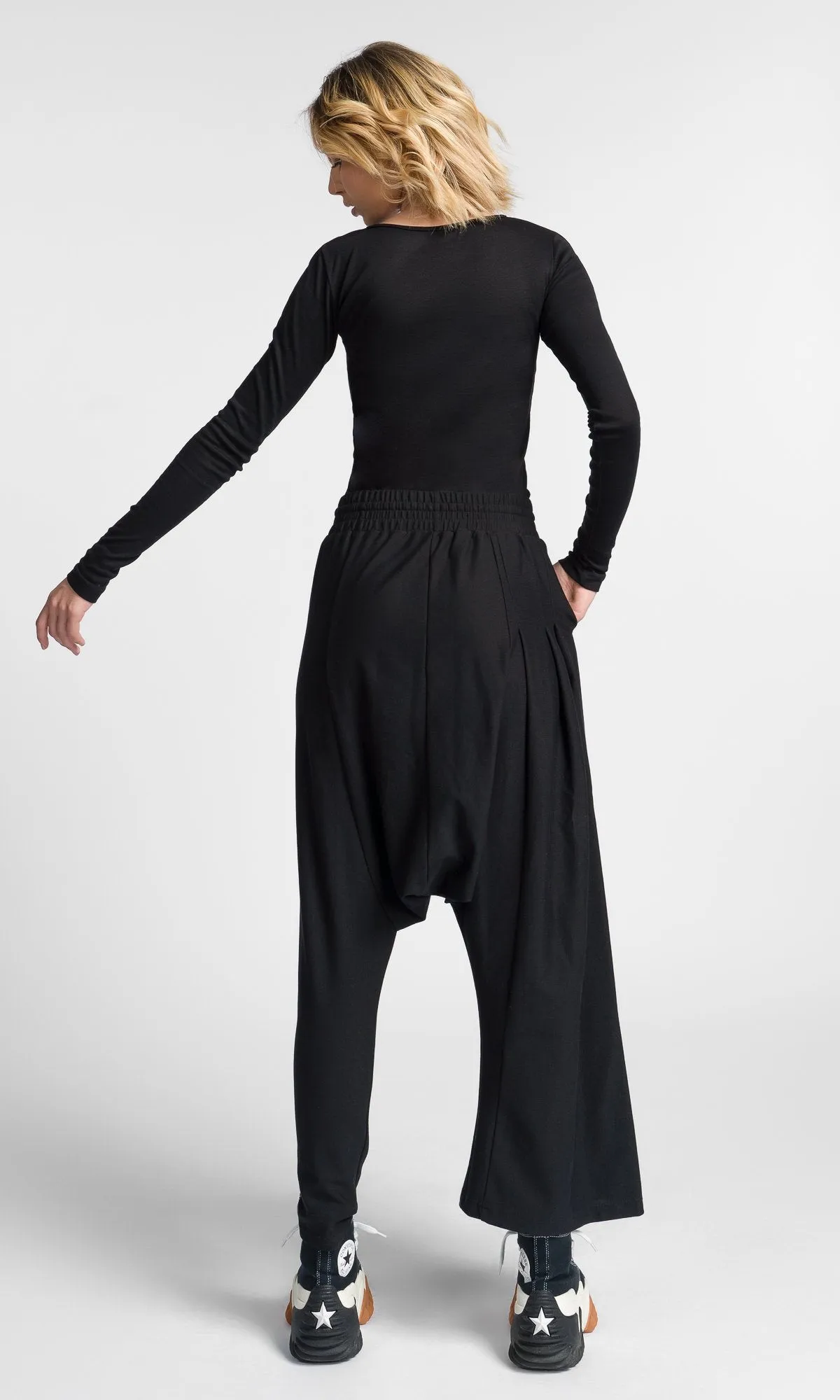 Asymmetric Leg Cotton Pants