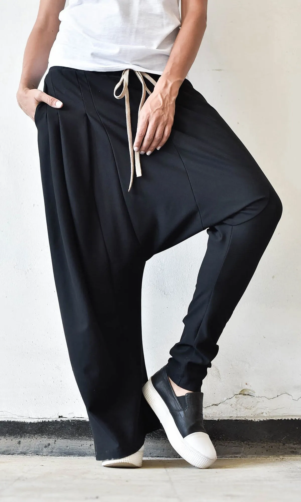 Asymmetric Leg Cotton Pants