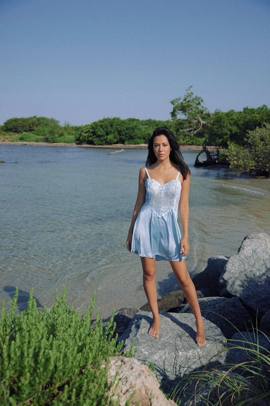 Athena Satin and Lace Short Nightie