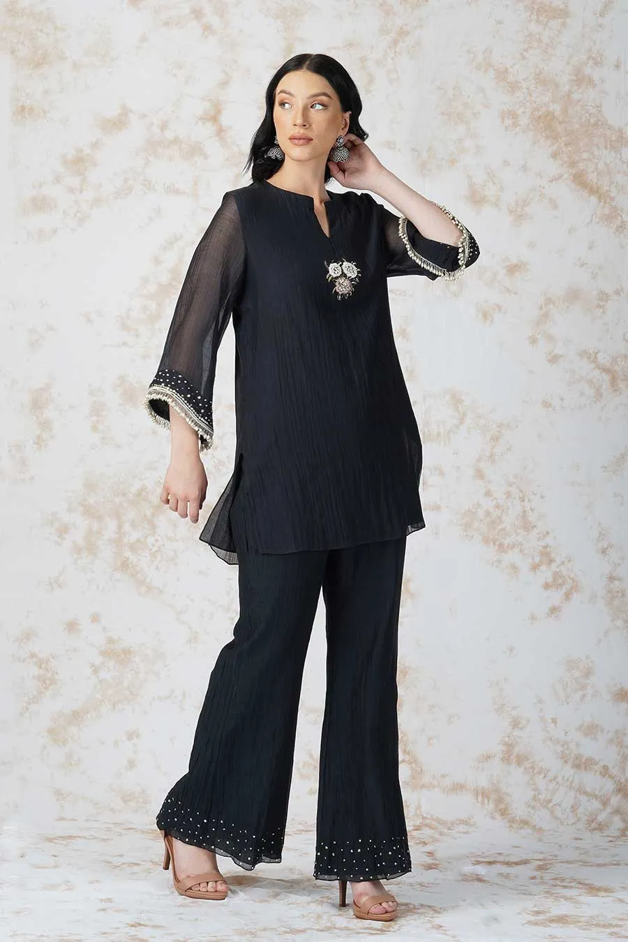 Baroque Flower Black Co-Ord Set