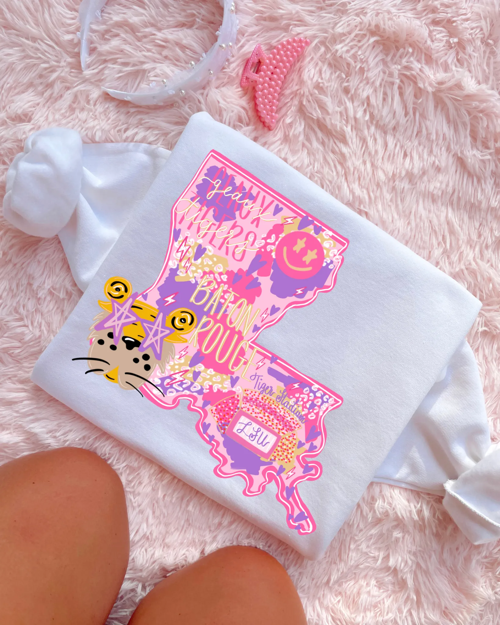 Baton Rouge LSU Tigers Preppy Mascot State Game Day DTF Sweatshirt
