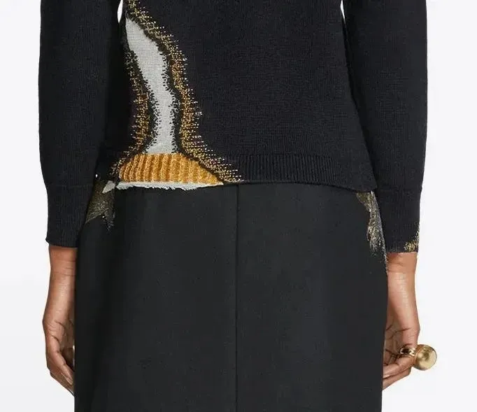 Bead-Embellished Split Knit Sweater