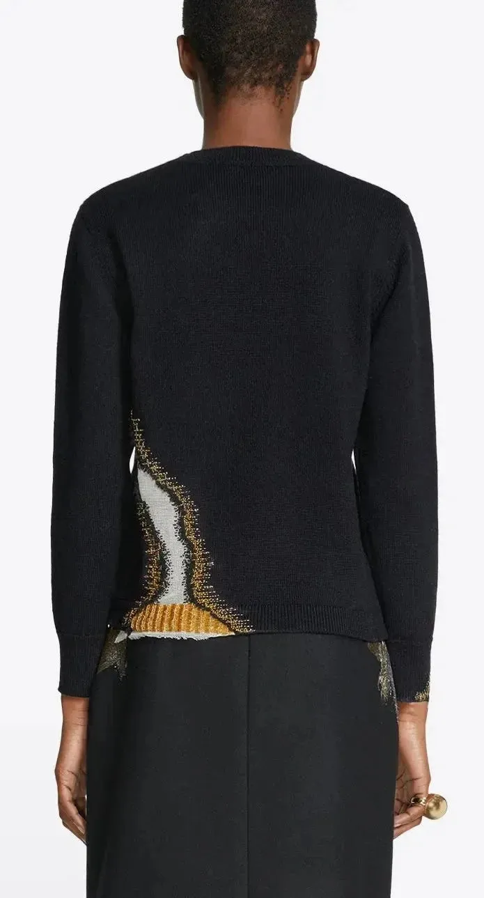 Bead-Embellished Split Knit Sweater