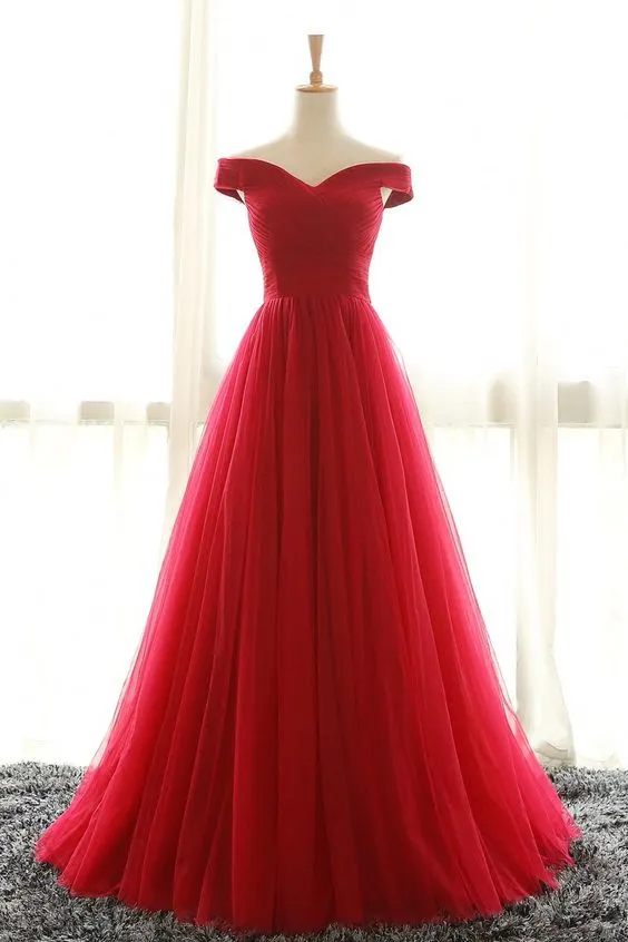 Beautiful Lavender Tulle Off Shoulder Long Formal Dress, Beautiful Party Gowns