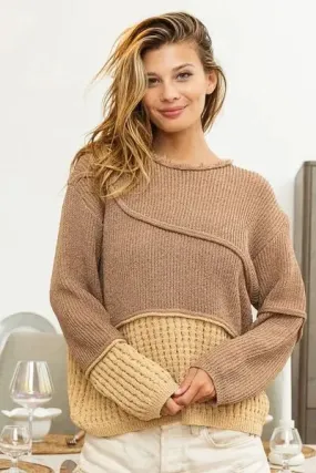 Blue Zone Planet |  BiBi Texture Detail Contrast Drop Shoulder Sweater