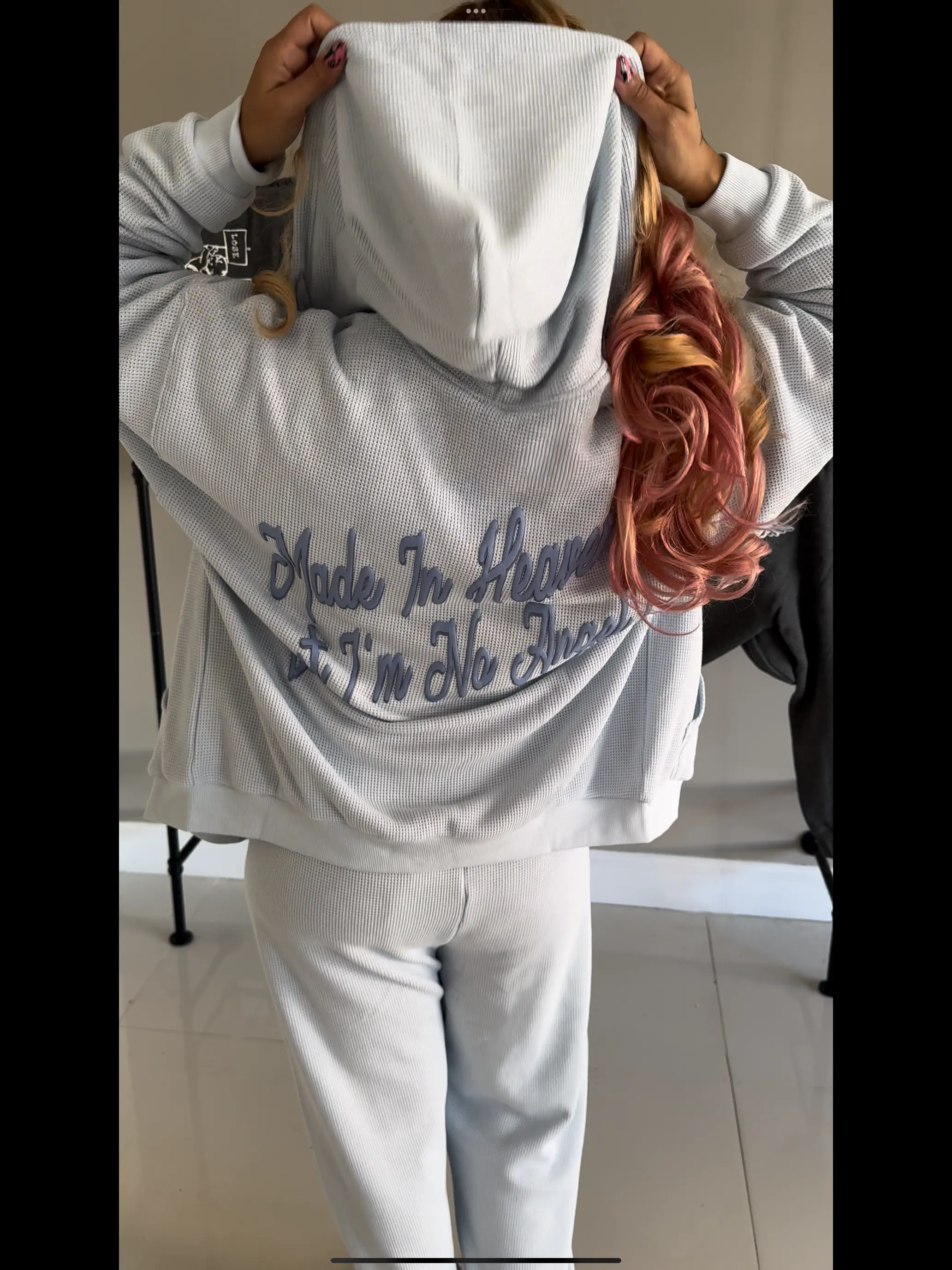 Boys Lie Made In Heaven Light Blue Cozy Waffle Knit Sweatpants