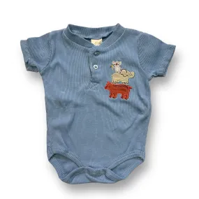 Boys Little Beginnings Size 3-6 Months Baby Blue Ribbed Short Sleeve Bodysuit