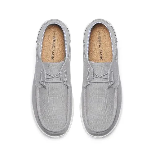 Bruno Marc Men's SBLS223M Slip-on Canvas Loafers Casual Boat Shoes, Khaki, Size 12