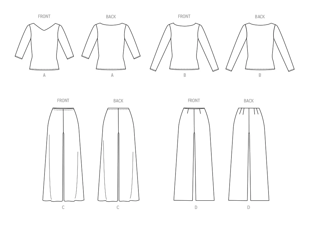 Butterick sewing pattern 6966 Knit Tops and Pants