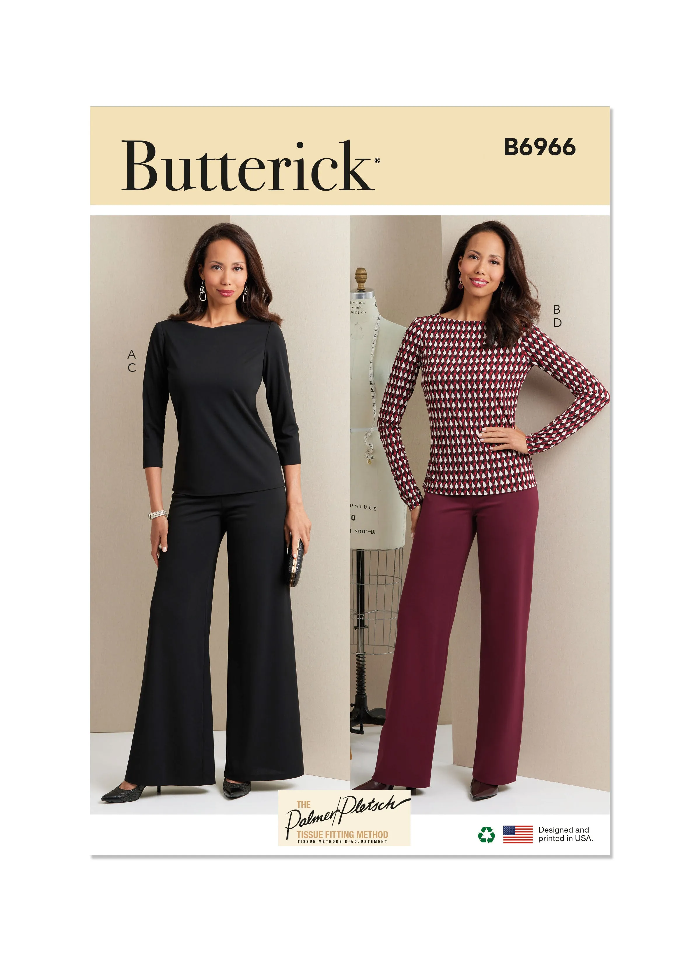 Butterick sewing pattern 6966 Knit Tops and Pants