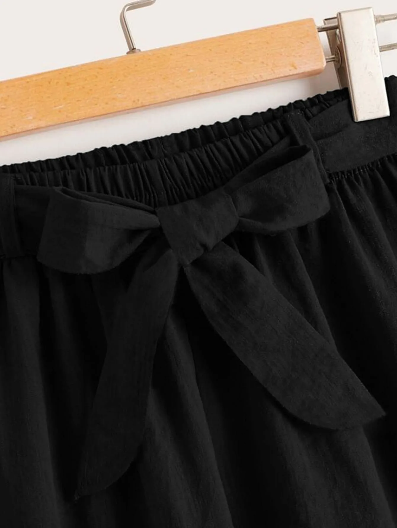 Casual Plain Belted Natural Cropped Women Pants