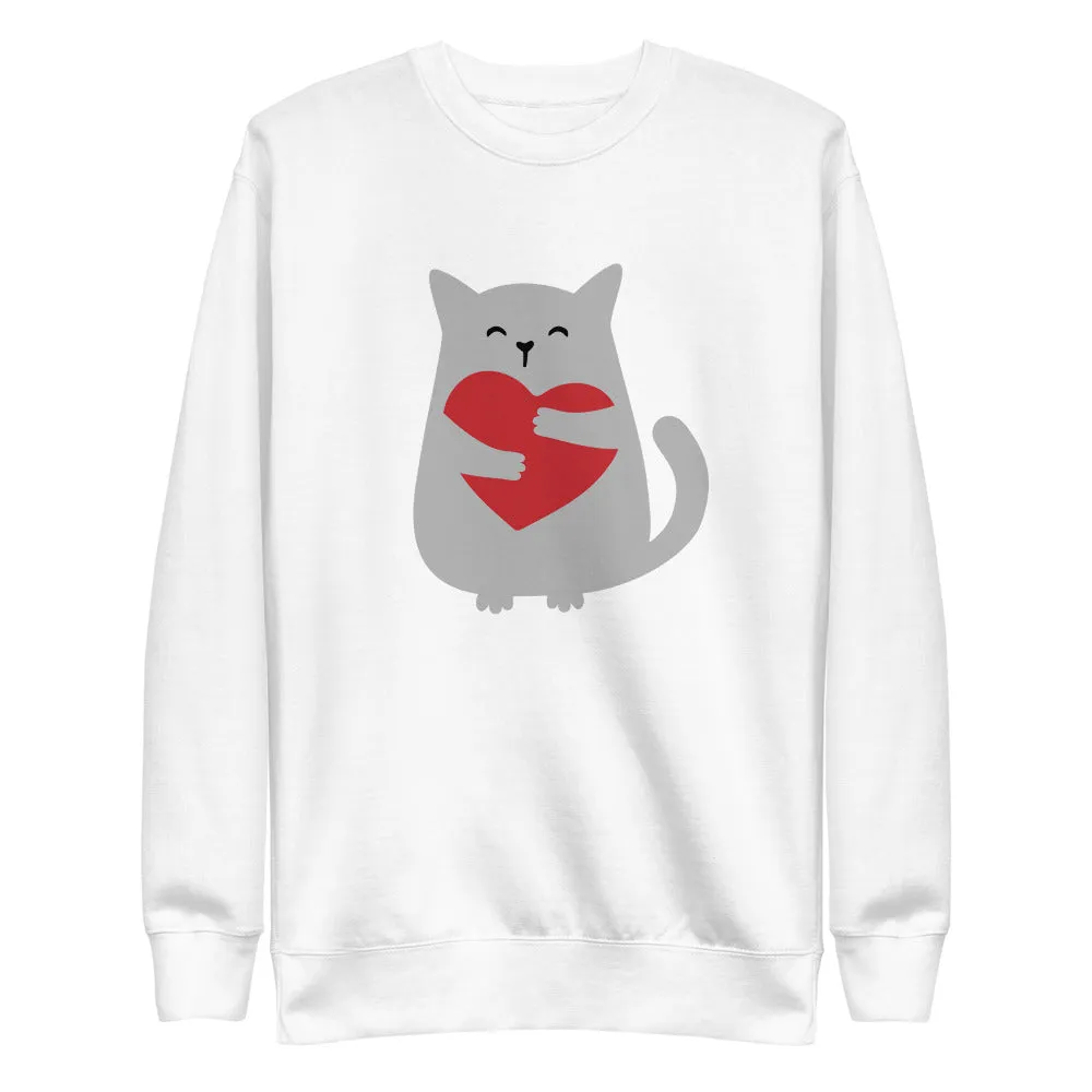 Cat Hug Unisex Fleece Pullover Sweatshirt