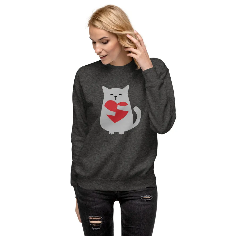 Cat Hug Unisex Fleece Pullover Sweatshirt