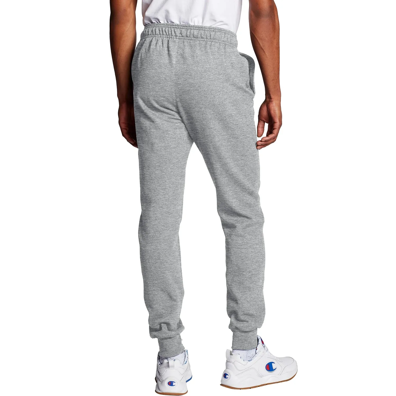 Champion Men's Powerblend Fleece Jogger Script Logo Pants Oxford Grey