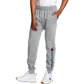 Champion Men's Powerblend Fleece Jogger Script Logo Pants Oxford Grey