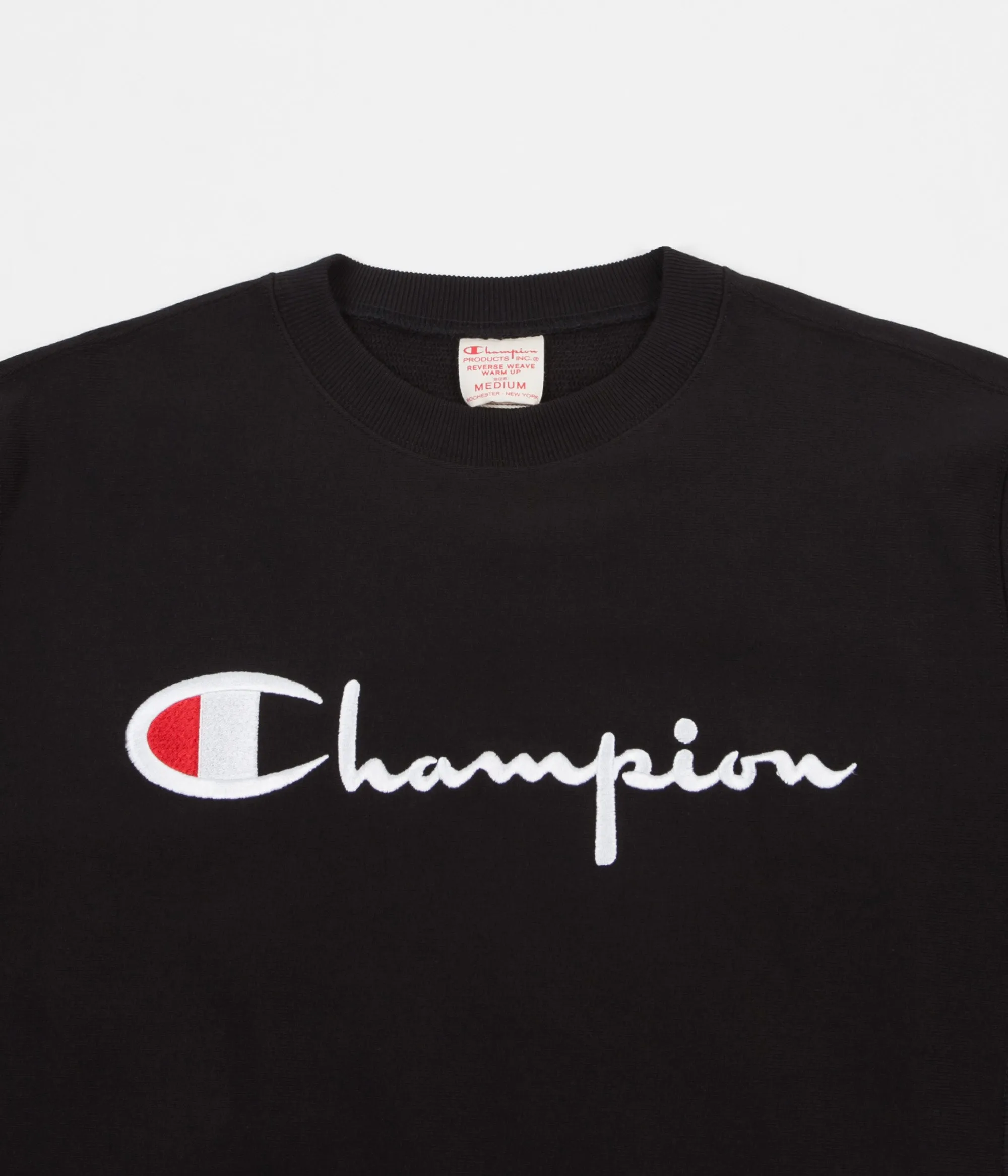 Champion Reverse Weave Script Logo Crewneck Sweatshirt - Black