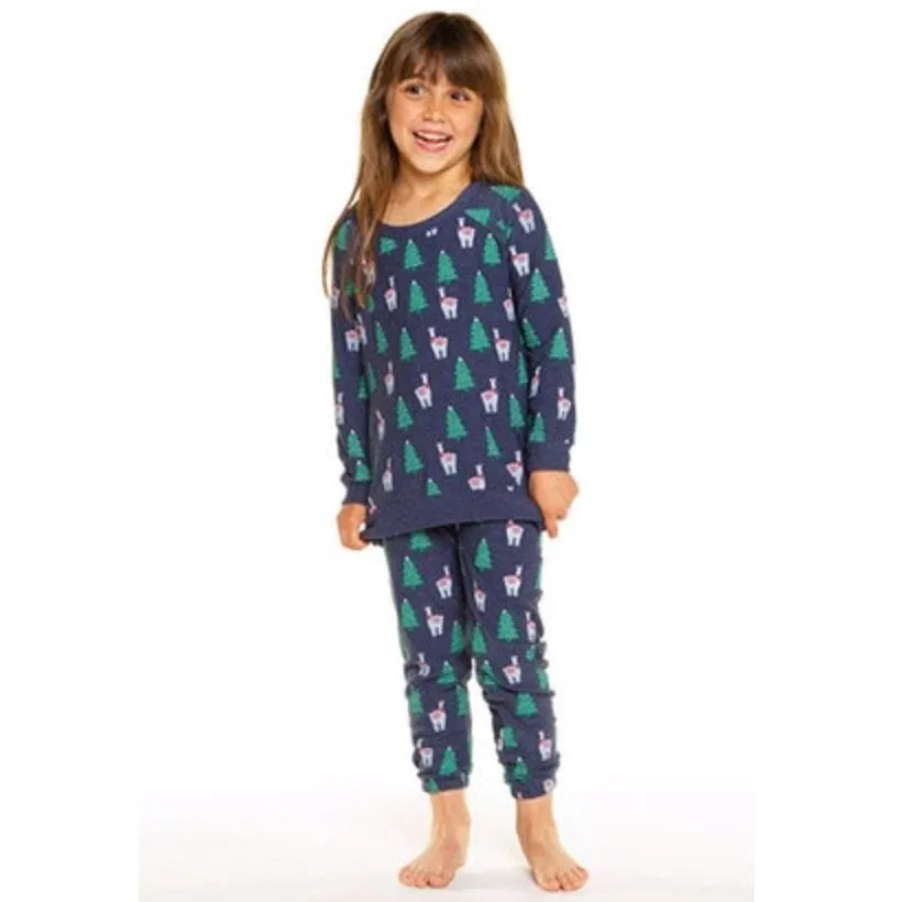 Chaser Holiday Llama Cozy Knit Girls Sweatpants