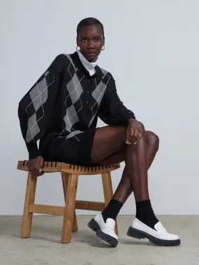 Collared Argyle Plaid Sweater Dress