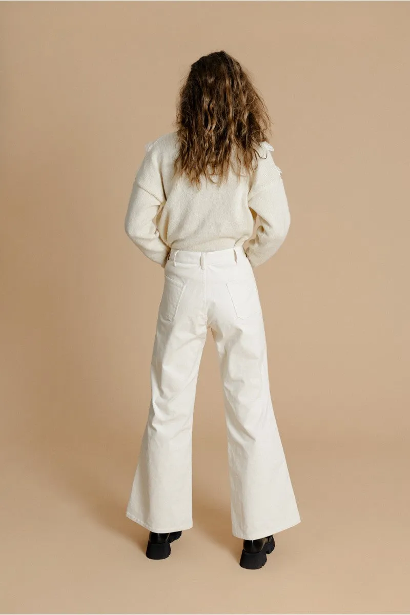 Cream Corduroy Velvet Pants