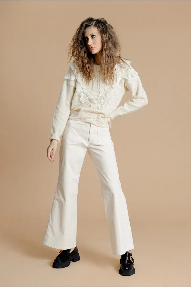 Cream Corduroy Velvet Pants