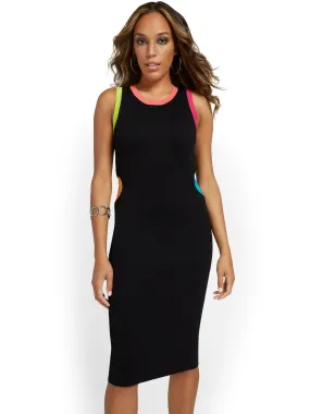 Cut-Out Piped Sweater Dress