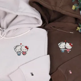 Cute Cartoon Kiss Kitten Matching Couple Hoodies – Custom Cute Sweatshirts for Couples