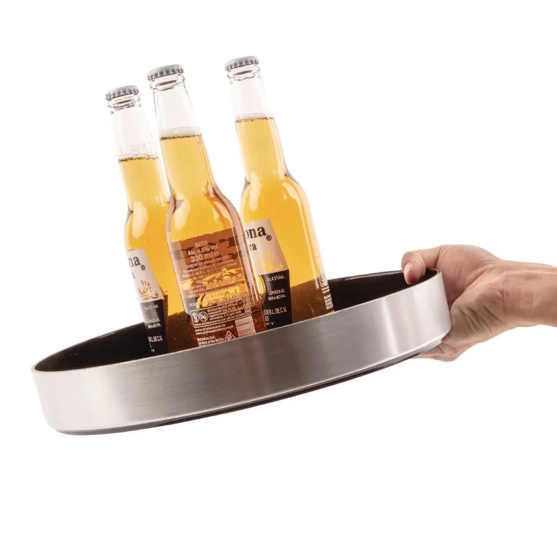 D857 Olympia Aluminium Round Non-Slip Drinks Tray 330mm