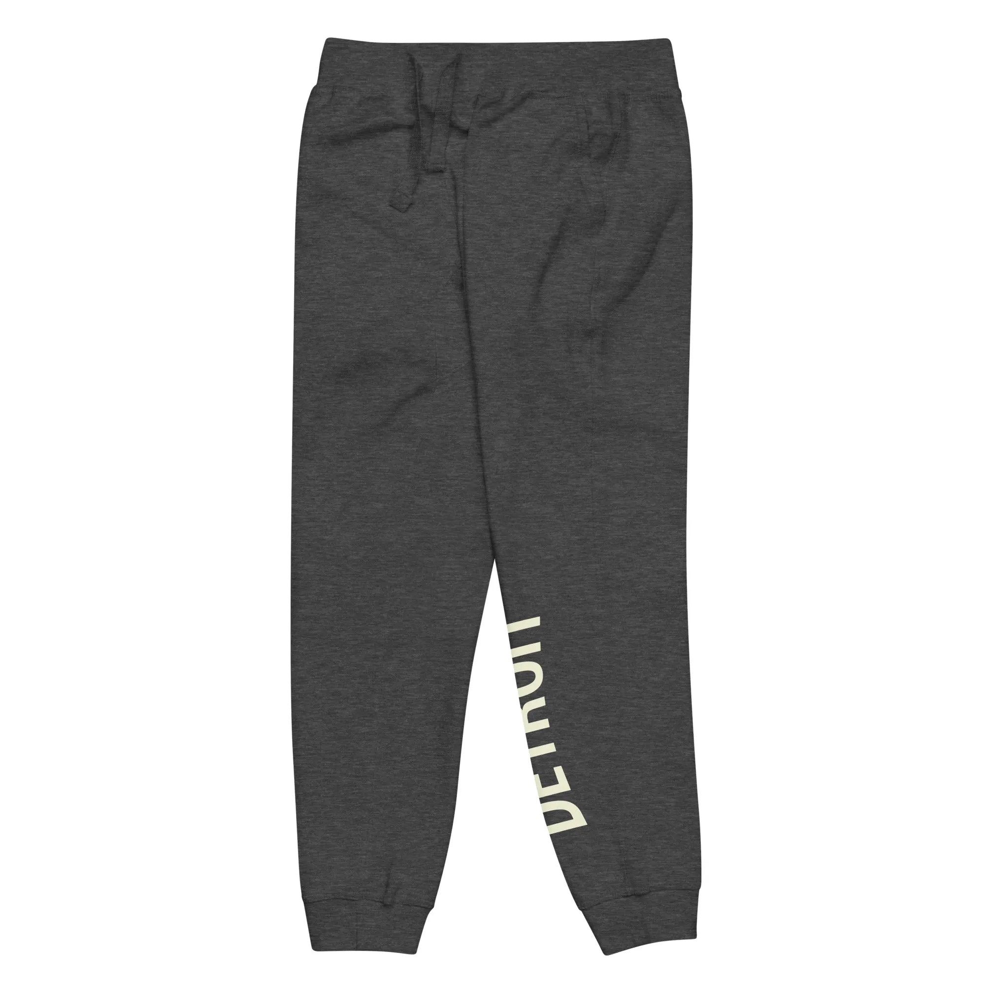 Detroit Champ Premium Unisex Fleece Sweatpants - Charcoal Heather / Soft Cream