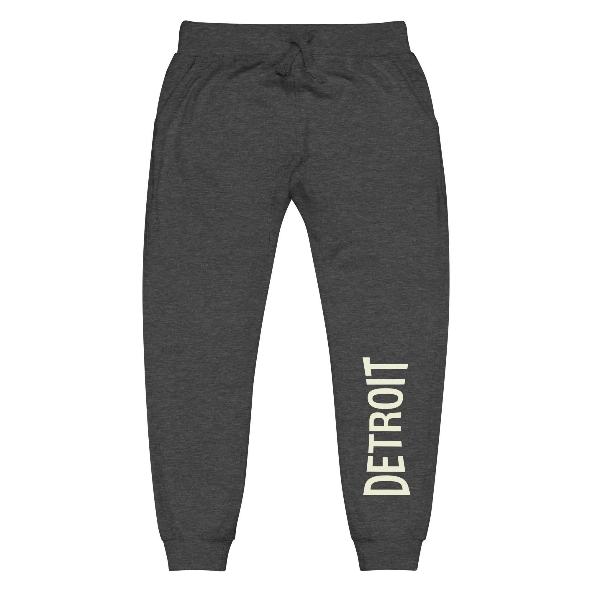 Detroit Champ Premium Unisex Fleece Sweatpants - Charcoal Heather / Soft Cream