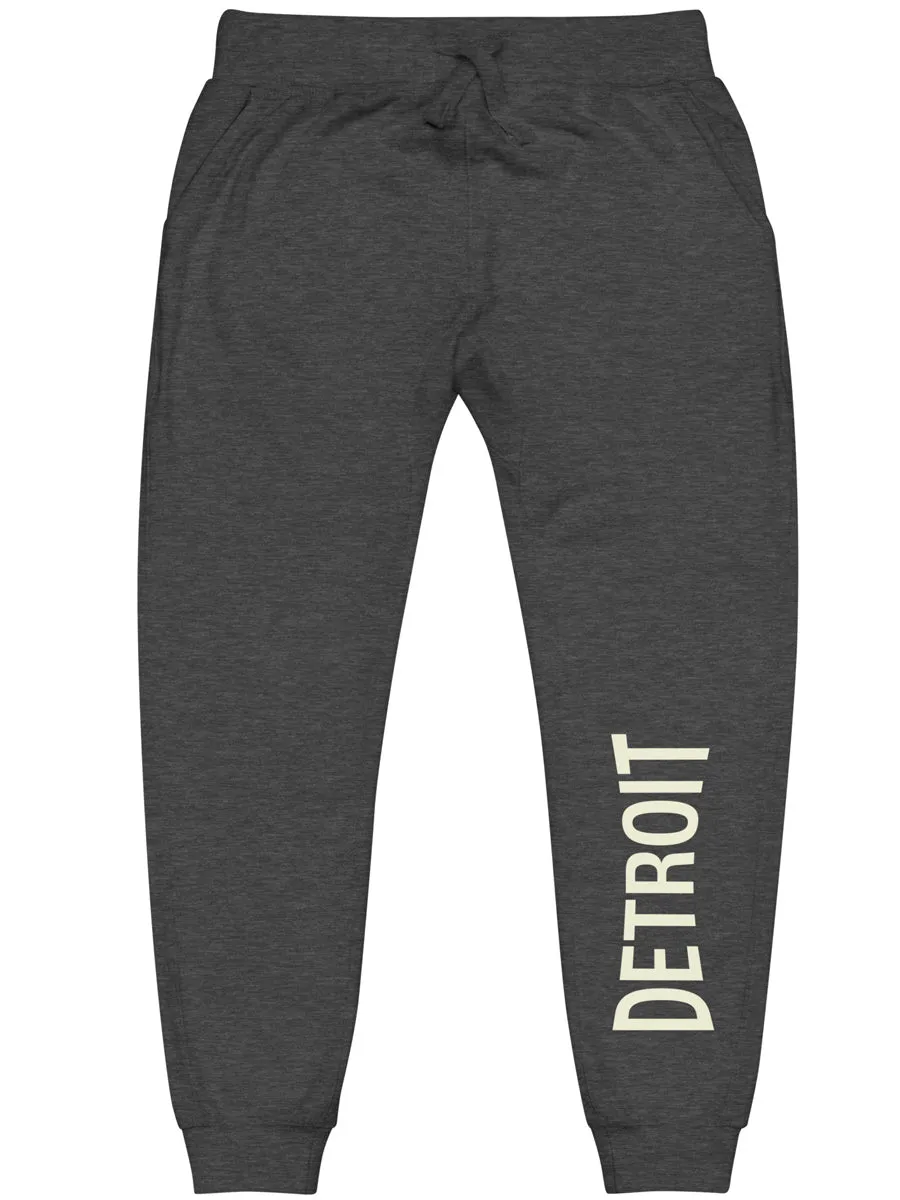 Detroit Champ Premium Unisex Fleece Sweatpants - Charcoal Heather / Soft Cream