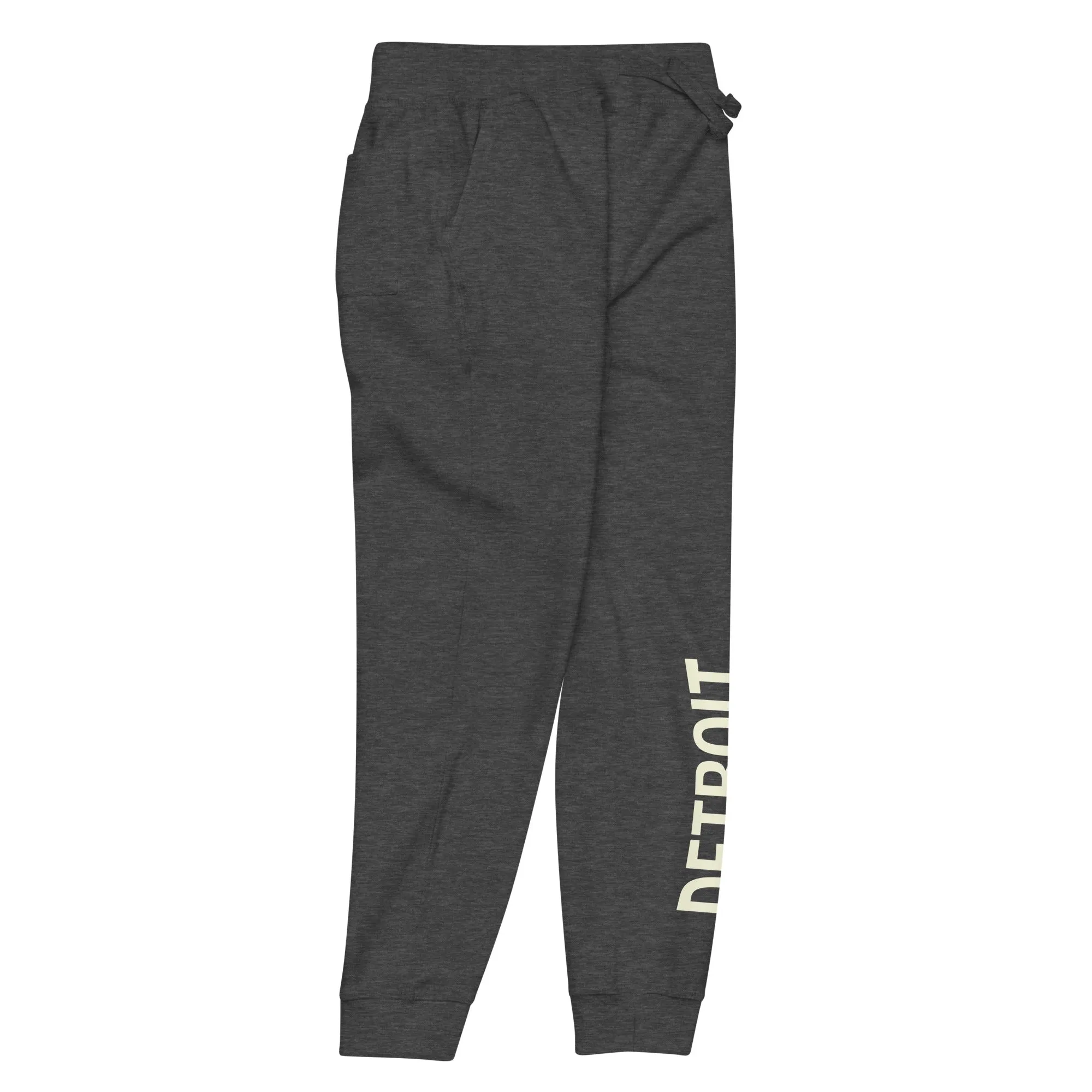 Detroit Champ Premium Unisex Fleece Sweatpants - Charcoal Heather / Soft Cream