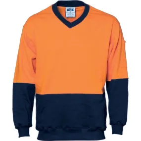 Dnc Workwear Hi-vis Two-tone Cotton Fleecy V-neck Sweatshirt - 3922