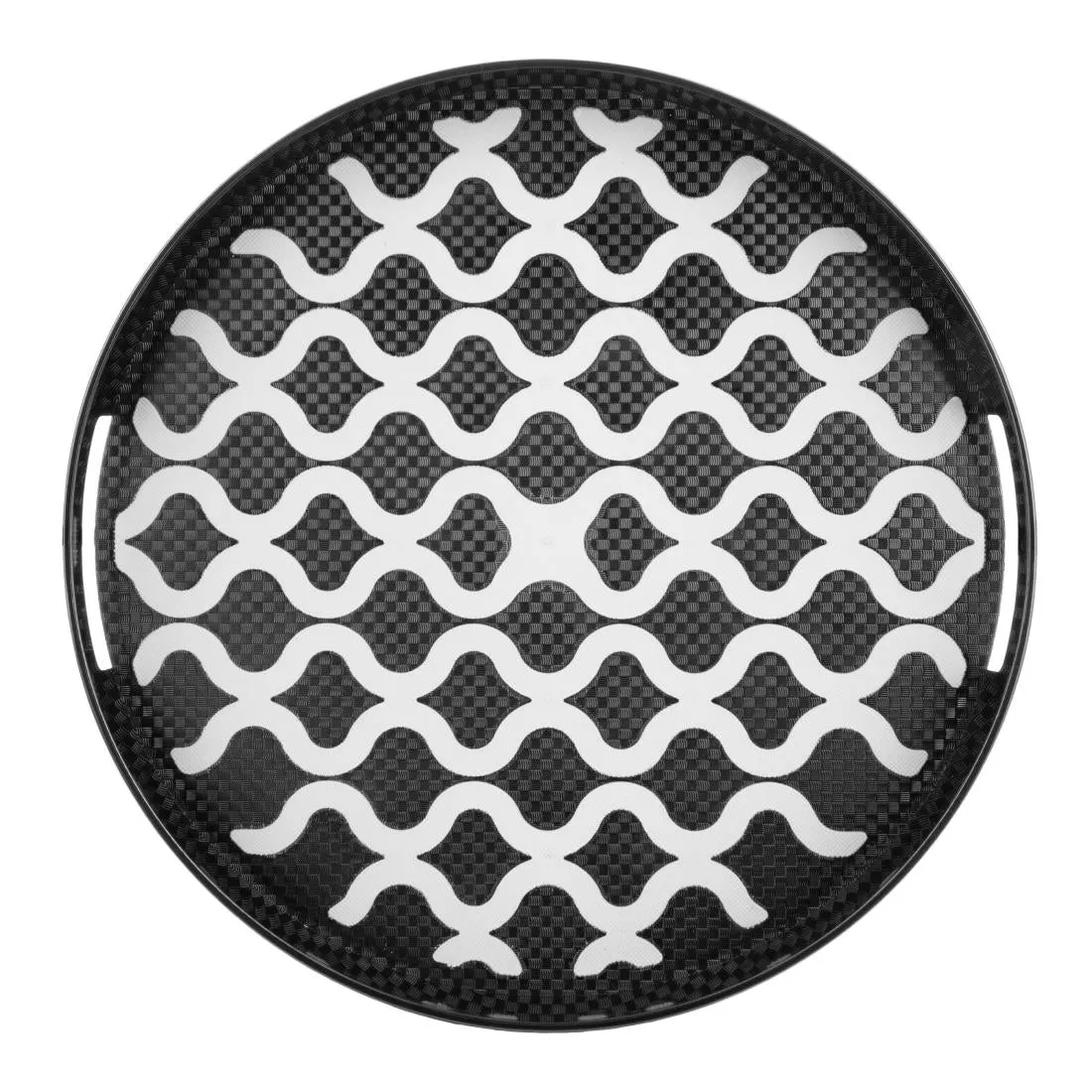 DP665 Olympia Kristallon PC Round Non Slip Tray With Handles 355mm